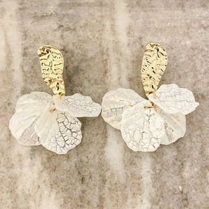 925 Sterling Silver White Flower Petal Drop Earrings Floral Earrings